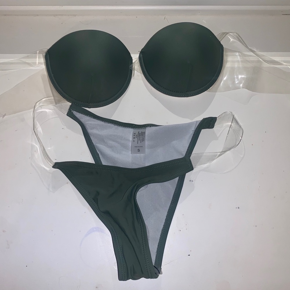 Green clear strap bikini